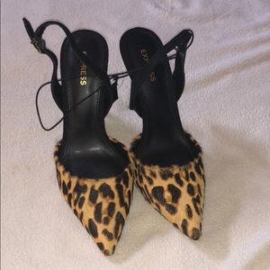 Express Genuine Calf Hair Leopard Slingback Sandal